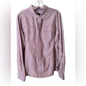PrAna Men's Button Up Long Sleeve Shirt Medium Striped Pockets